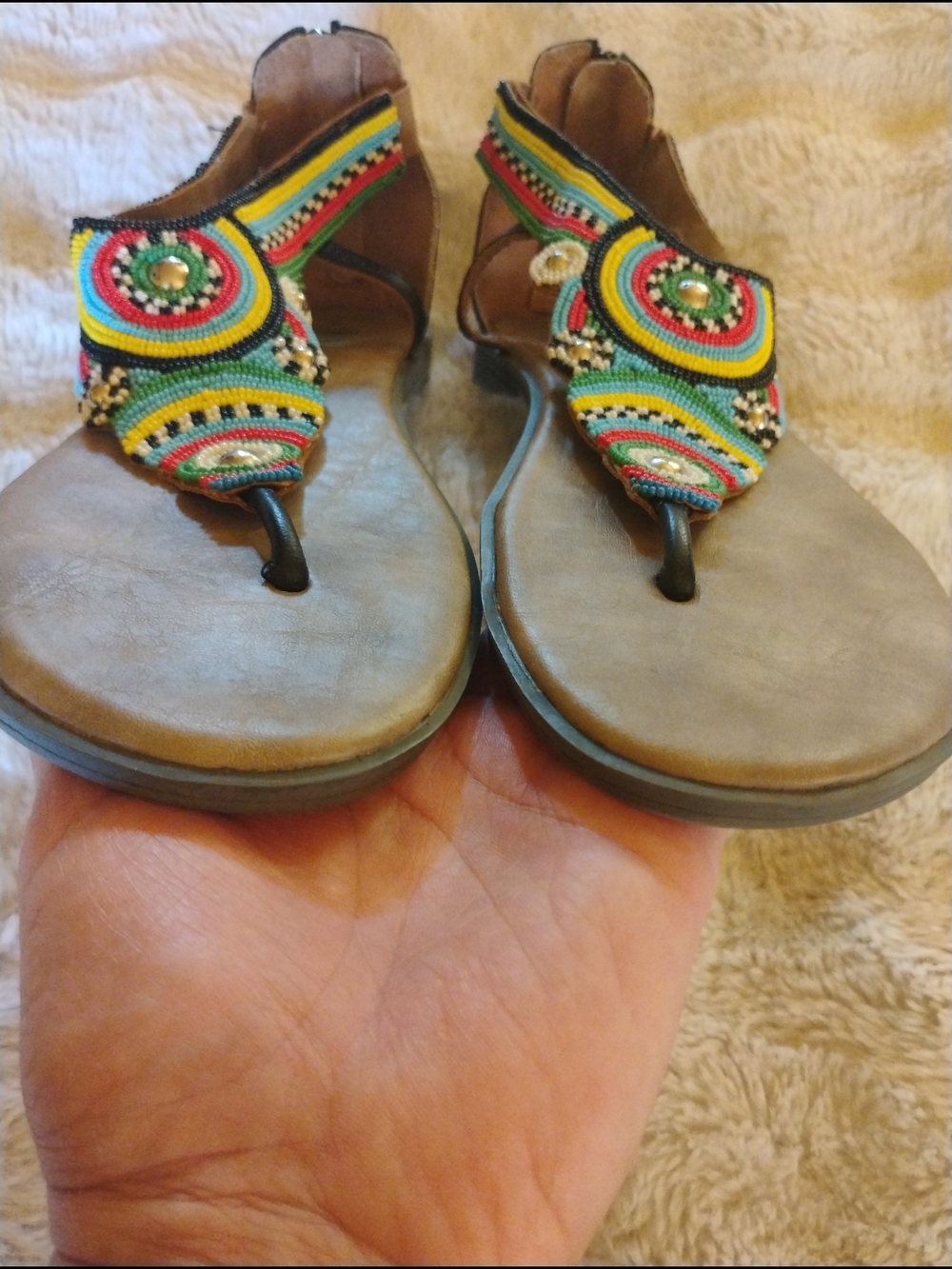 Handcrafted Beaded Multicolor Women's Thong Sandals OTBT - Picture 7 of 9